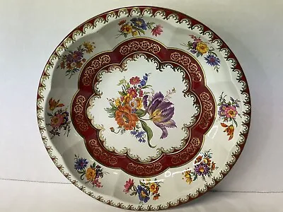 Vintage 1971 Daher Designer Decorated Ware 10  X 2  Poppy Iris Floral Tin Tray • $15.99