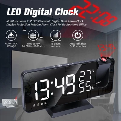 £22.49 • Buy Digital Alarm Clock Smart LED Projection Temperature Time Projector LCD Display