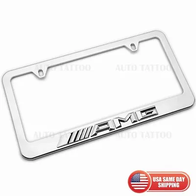 1x Mercedes-AMG 3D Mirror Chrome License Plate Frame Cover Decorate + Screw Caps • $21.99