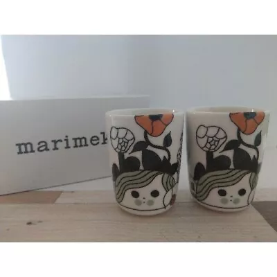 Marimekko Marikyla Mug Cup 2 Set 180ml Tableware White Orange NEW F/S Japan • $77.99