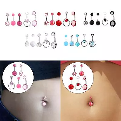 5x Belly Button Rings Navel Bars 10mm 1.6mm Stainless Steel Short Fashionable • $17.35