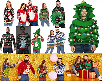 £24.99 • Buy Unisex Men Womens Xmas Christmas Jumper Santa Party Novelty Fairisle LED Sweater