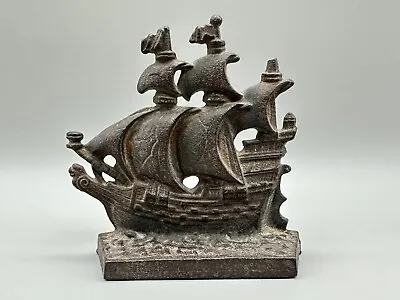 Antique 1803 Cast Iron Pirate Ship Galleon Book End Sculpture Old • $39.99
