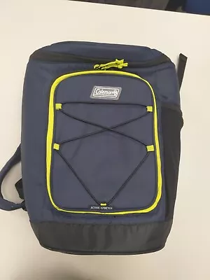 Coleman XPAND 30-Can Soft Cooler Navy Backpack Spider Mum Pockets Elastic VGUC • $26.99