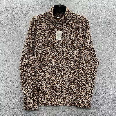 J Crew Blouse Womens Medium Top Cheetah Print Long Sleeve Brown • $13.95