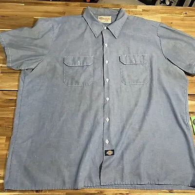 $12 • Buy Vintage Chambray Dickies Usa Work Shirt 3XL Men’s As Is