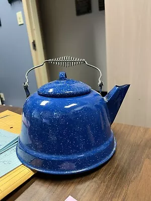 Blue Enamel Tea Kettle - 2.6 Qt US • $15