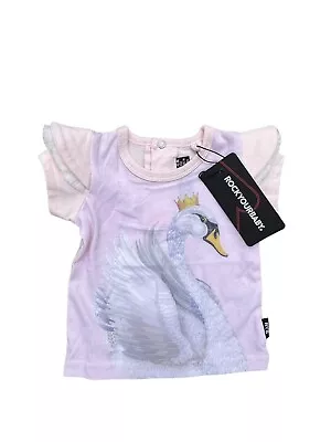 ROCK YOUR BABY SWAN LAKE SHORT SLEEVE BABY TEE Size 0-3 Months BNWT • $15