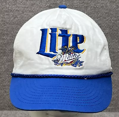 VINTAGE Miller Lite Hat Mens Snap Back Cap OSFA White 90s Logo Beer Promo Adult • $15.99