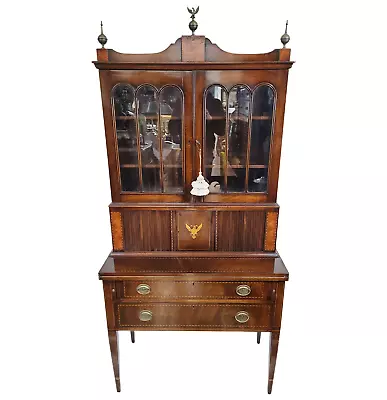 ANTIQUE 19th C ENGLISH Mahogany Slant Front Bureau Bookcase SECRETARY DESK • $1450