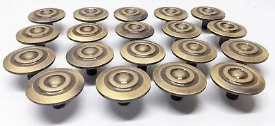 19 Vtg Round Mid Century Modern Knob Drawer Pulls 1.5” Handles Bullseye Mushroom • $39.99