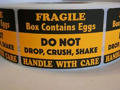 50 Stickers 2x3 Warning Label BOX CONTAINS EGGS DO NOT DROP CRUSH SHAKE Orange • $9.55