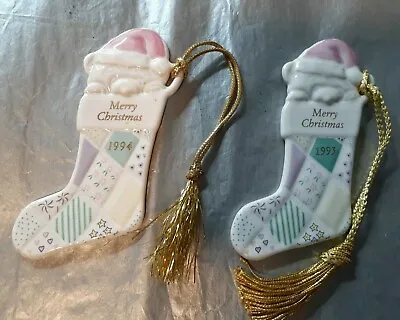 Villeroy & Boch 1993 And 1994 Christmas Stocking Ceramic Ornament • $7.50