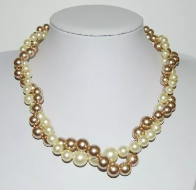 Elegant J. Crew Cream And White Acrylic Faux Pearls Twisted Statement Necklace • $24.75