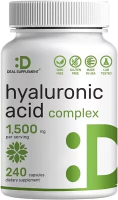 Hyaluronic Acid Supplements 1500mg- 240 Capsules Improve Skin Face Hair Nail • $24.65