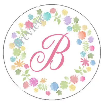 24 Floral Monogram Wedding Favor Labels Scrapbook Stickers Envelope Seals • $5.75