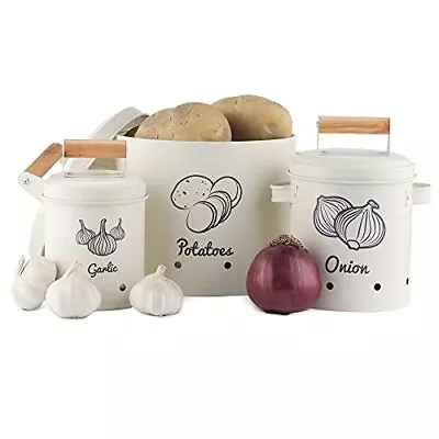 Navaris Vegetable Bins For Onions And Potatoes (Set Of 3) - Potato Onion Garlic • $55.91