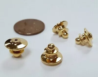 6 Vintage Gold Tie Tac Pin Military Round Fancy Pull Clasp Clutches   D277 • $2.99