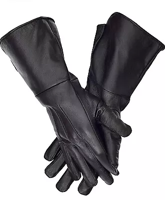 Men Leather Gauntlets Long Arm Gloves Medieval Renaissance Costume Larp Gloves • $30