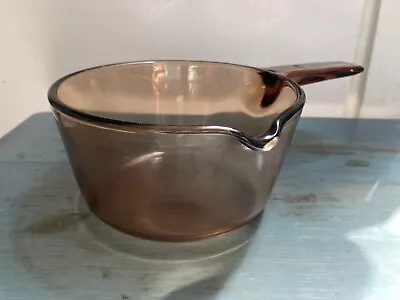 Vintage Vision Ware Corning Ware 1 Liter Amber Saucepan With Spout Made In USA • $20
