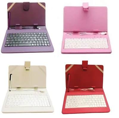 8'' Inch Faux Leather Case Cover Micro USB Keyboard Stylus For Android Tablet • £7.99