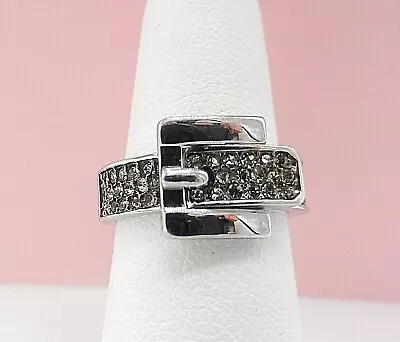 Michael Kors Ring Pave Crystal Buckle Silver Tone Size 6 • $107.40