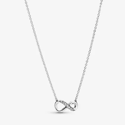 Genuine Original S925 Silver Pandora Sparkling Infinity Collier Necklace Pouch • £25