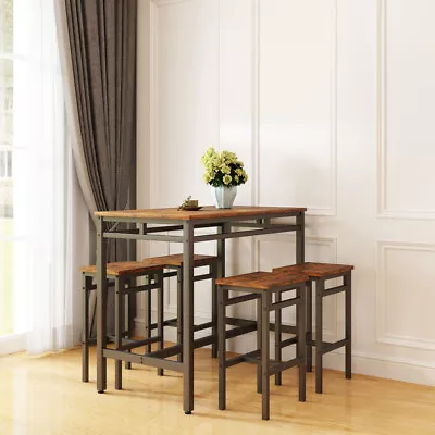 5 Piece Bar Table Set Counter Height Dining Kitchen Pub Table With 2 High Stools • $229.99