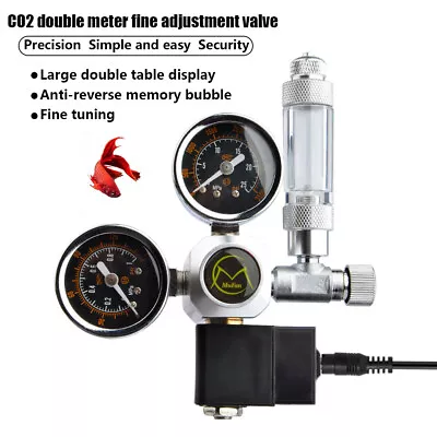 Aquarium System Dual Gauge Co2 Pressure Regulator Bubble Counter Solenoid UK NEW • £40.95