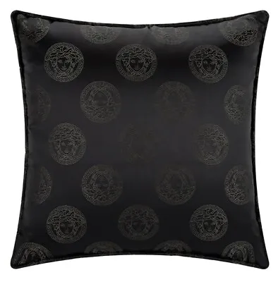 Versace Barocco Medusa Royal Black Logo Silk Pillow / Cushion 17 X 17” New • $399.99