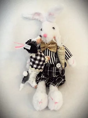 Dachshund Black Tan Piebald Felt Sculpture Spring Plush Easter Bunny Décor • $27