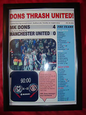 MK Dons 4 Manchester United 0 - 2014 Capital One Cup - Framed Print • £17.99