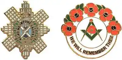 Black Watch Royal Highland Badge And Masonic We Will Remember Enamel Badge • £9.99