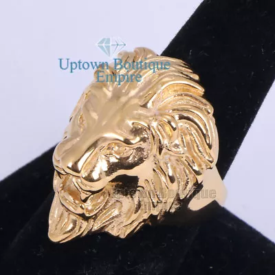 Men's Stainless Steel Gold Lion King Leo Band Ring Size 8-13  #9 • $10.99