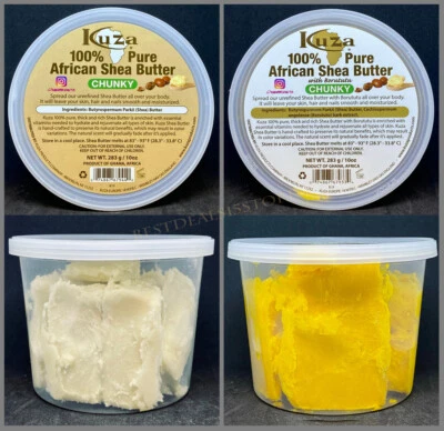 £8.95 • Buy Kuza 100% African Shea Butter Chunky 283g White, Yellow