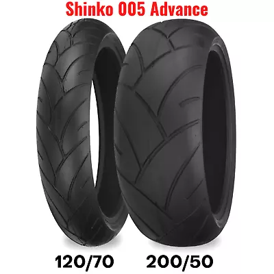 New Shinko 005 Advance Motorcycle Tire Set Front Rear 120 + 200/50 Radial 17  • $242.98