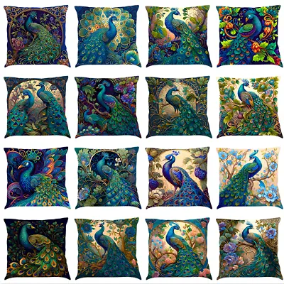 £4.79 • Buy Vintage Turquoise Peacock With Flower Throw Pillow Covers Blue Teal Cushion Case