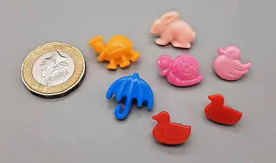 7 Vintage Children's Rabbit Ducks Umbrella Snail & Tortoise Plastic Buttons • £4.50