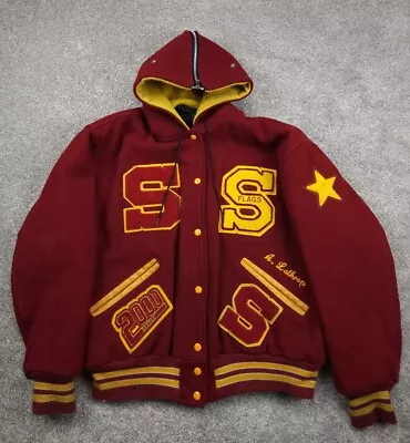 Vintage Letterman Jacket Schaumburg High School Mens Extra Large Red Saxons Y2K • $84.81