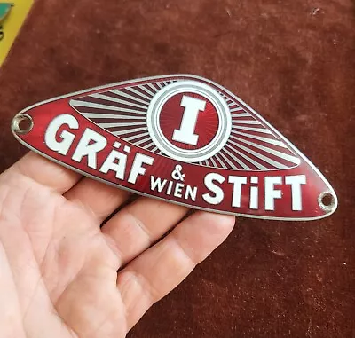 Vintage Enamel Truck Radiator Emblem / Badge # GrÄf & Stift Wien Vienna Austria • $1400