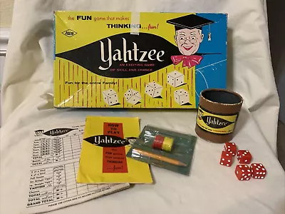 Yahtzee 1956 Game In Box #950 Yatzee E.S Lowe Co. BOARD GAME Original Vintage • $20