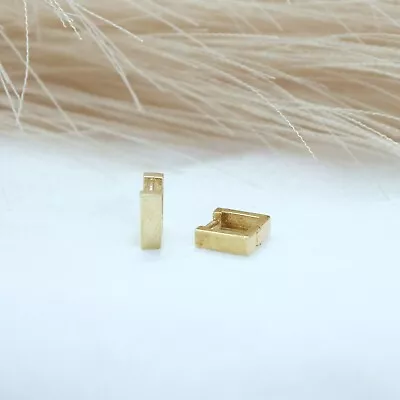 Pair Of 9ct Solid Yellow Gold Square Huggies • £125