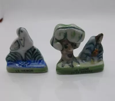 Vintage Bean & Bird Le Chene Et El Roseau & Le Heron Ceramic Miniature Figurines • $15.95