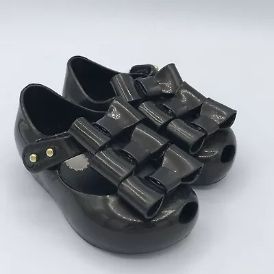 Mini Melissa Ultragirl Little Girls Sz 5 Triple Bow Mary Jane Shoes Sandals EUC • $21.24