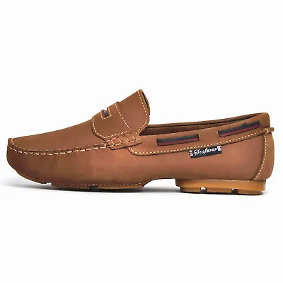 £20.34 • Buy LEATHER Seafarer Yachtsman Mens Smart Slip-On Driving Shoes Loafers 