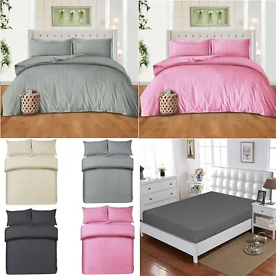 100% Egyptian Cotton Duvet Quilt Cover Set Single Double King Fitted Bed Sheets • £10.19