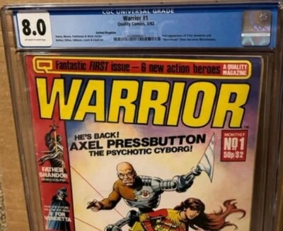 $399 • Buy WARRIOR 1 U.K. CGC 8.0  1982 1st Marvelman, V For Vendetta / Alan Moore, Gibbons