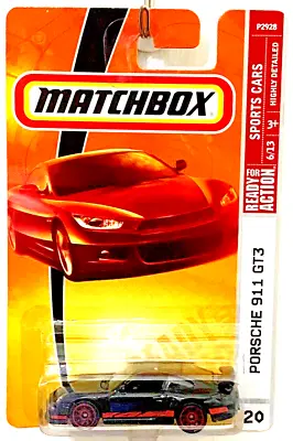 Matchbox 2008 Porsche  911 GT3 Black W/ Red Stripes 1:64 Scale NEW IN PACKAGE  • $35