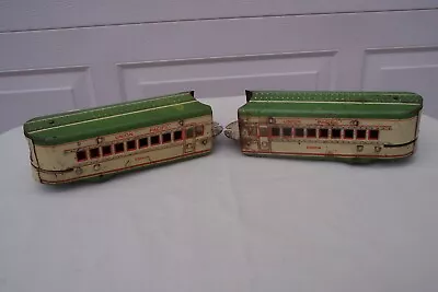 (2) Late 1930's Marx Tin Union Pacific Coach Omaha Passenger Train Cars • $7.50