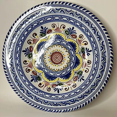 Talavera Spanish 13” Round Platter Floral Geometric Hanging Holes • $20